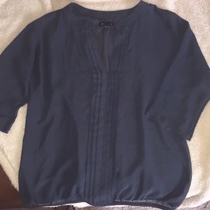 Dolman sleeve pleated front chiffon blouse